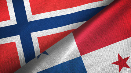 Norway and Panama two flags textile cloth, fabric texture