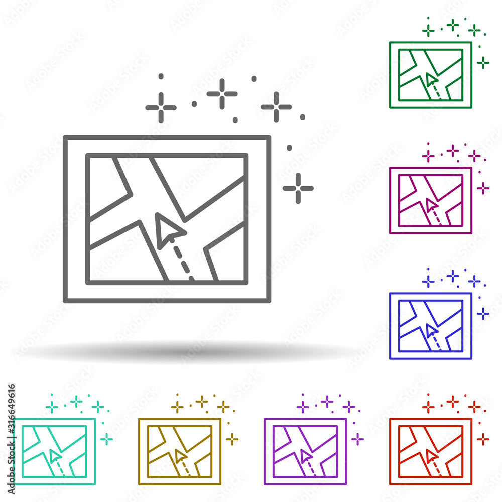 Poster map, location in multi color style icon. simple thin line, outline vector of geography icons for ui 