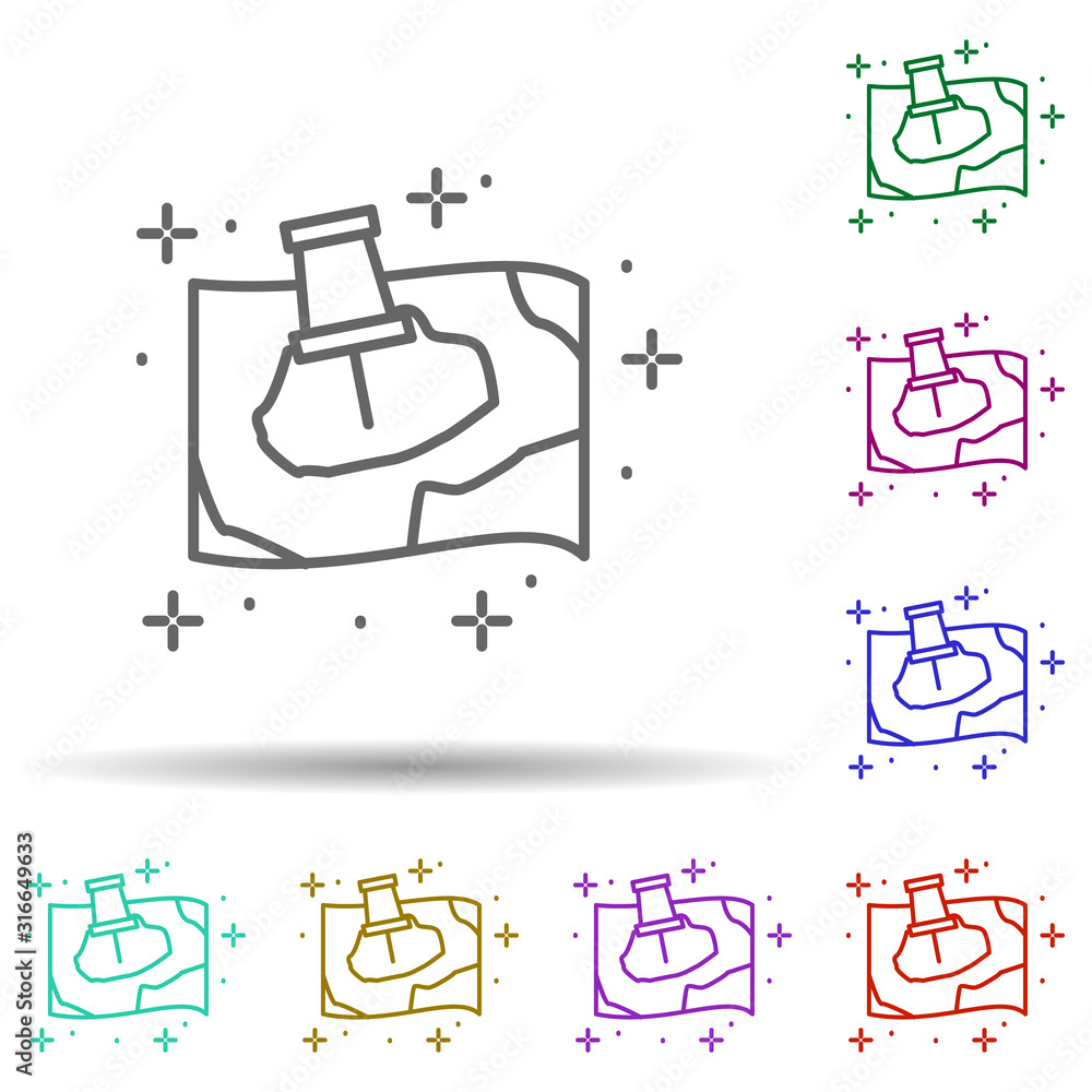 Poster map, pin in multi color style icon. simple thin line, outline vector of geography icons for ui and u