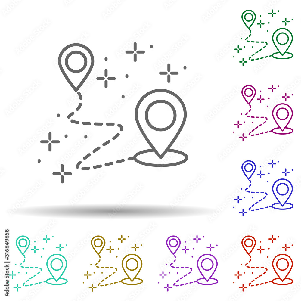Poster map, location in multi color style icon. simple thin line, outline vector of geography icons for ui 