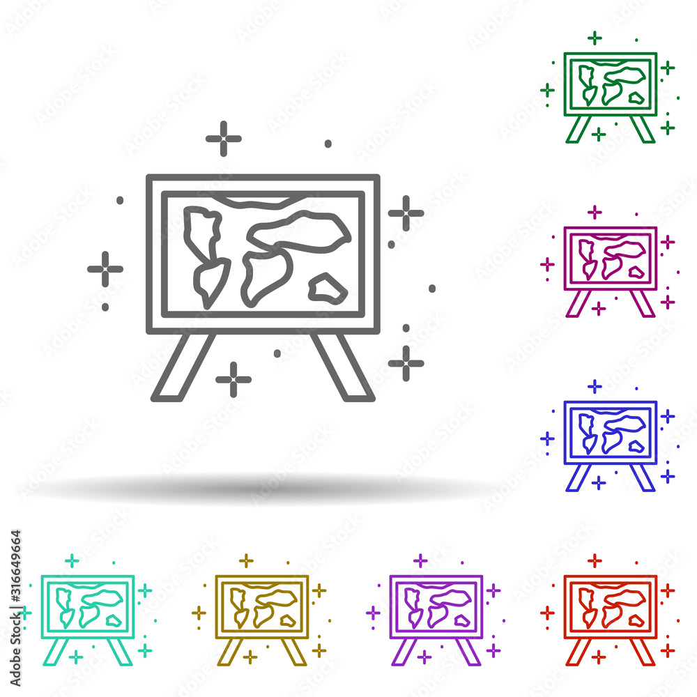 Poster picture, map in multi color style icon. simple thin line, outline vector of geography icons for ui a