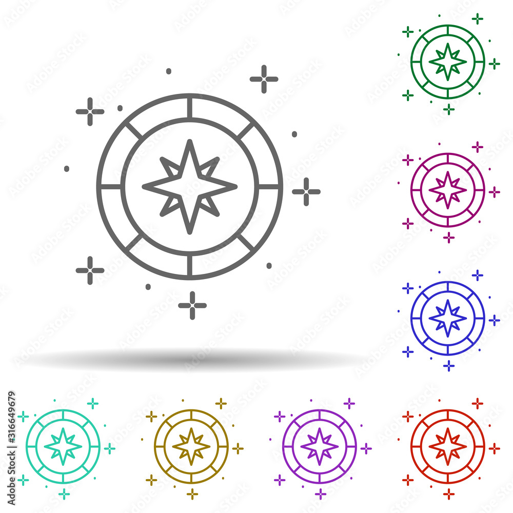Poster compass in multi color style icon. simple thin line, outline vector of geography icons for ui and ux