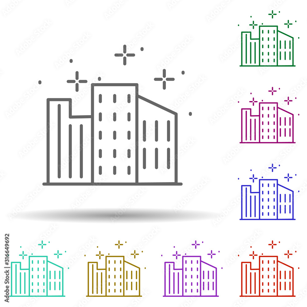 Poster cityscape, building in multi color style icon. simple thin line, outline vector of geography icons f
