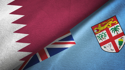 Qatar and Fiji two flags textile cloth, fabric texture