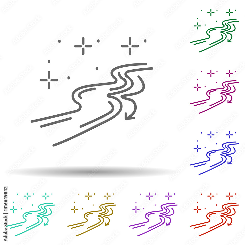 Poster river, direction in multi color style icon. simple thin line, outline vector of geography icons for 