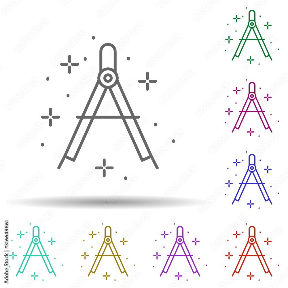 Poster dividers, tool in multi color style icon. simple thin line, outline vector of geography icons for ui