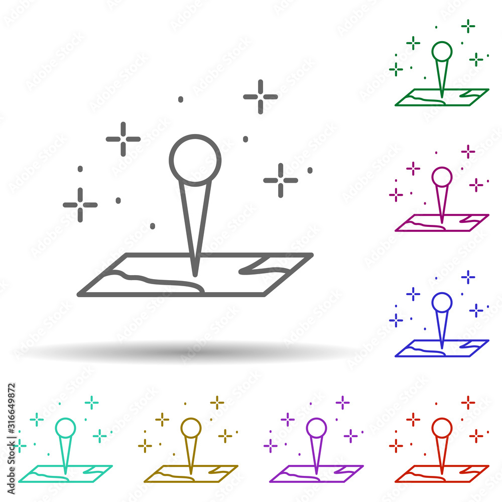 Poster map, pin in multi color style icon. simple thin line, outline vector of geography icons for ui and u