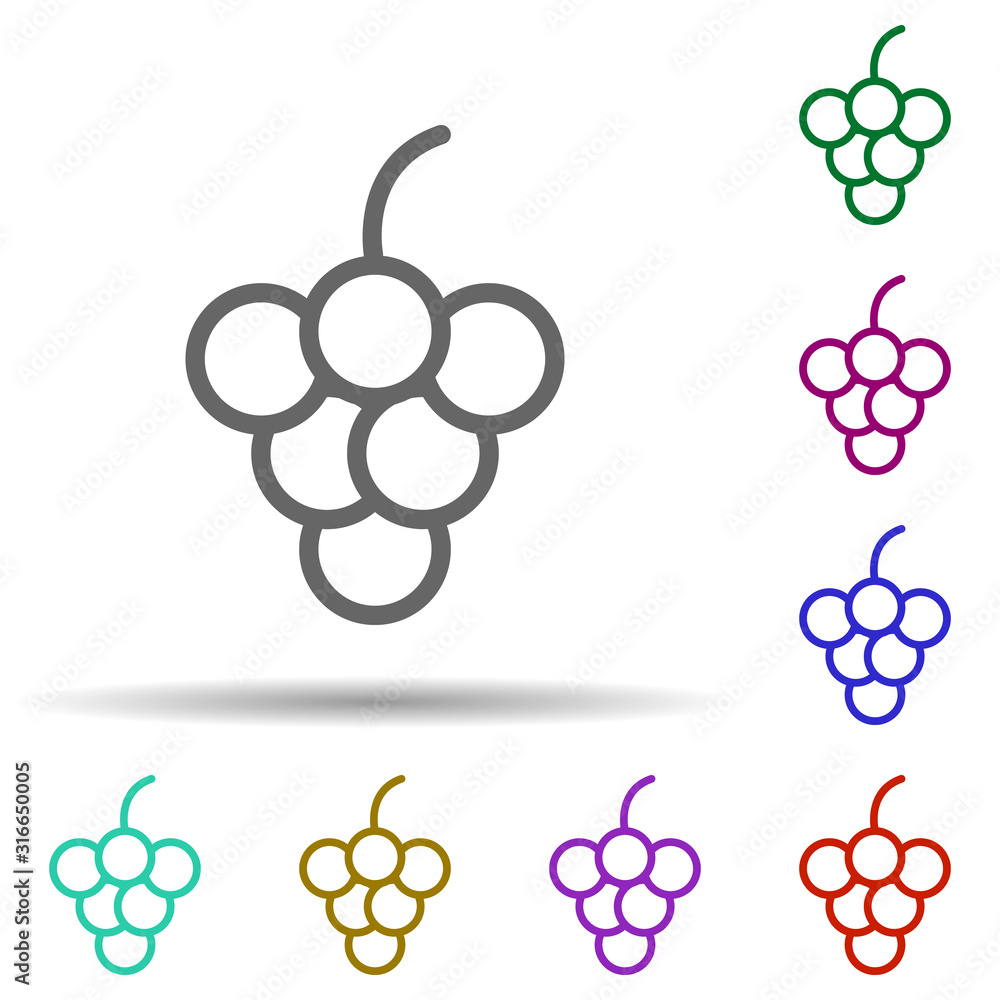 Poster grapes, italy in multi color style icon. simple thin line, outline vector of italy icons for ui and 