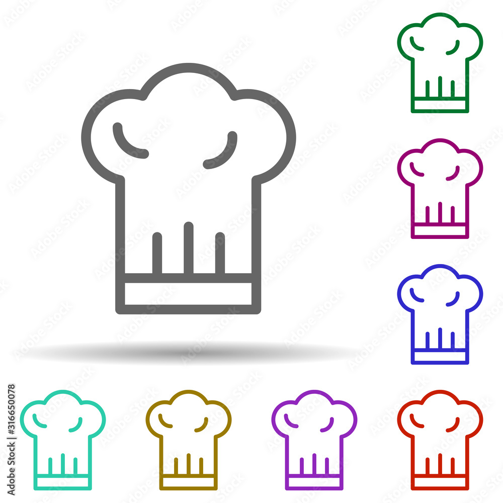Poster chef hat, italy in multi color style icon. simple thin line, outline vector of italy icons for ui an