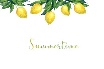 Summer drawing, Yellow lemons, Hello summer
