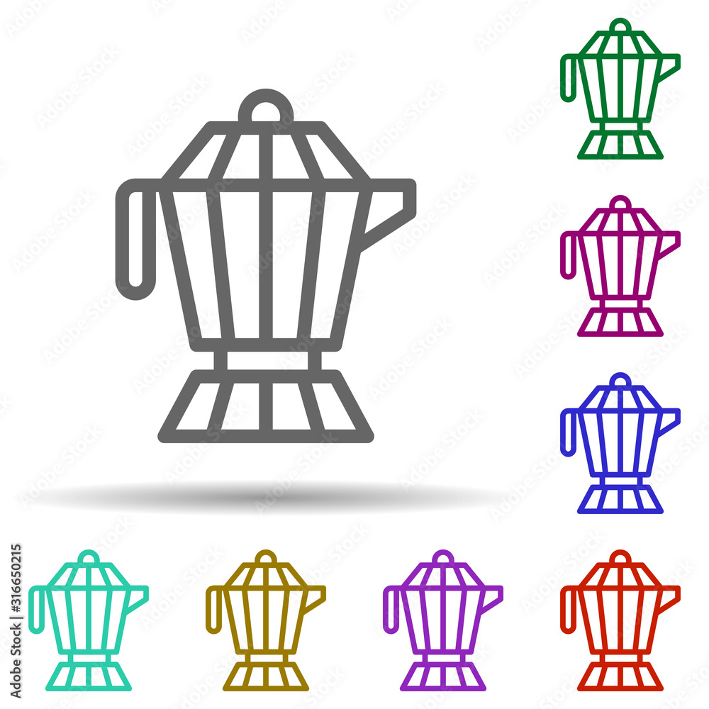 Poster coffee maker, italy in multi color style icon. simple thin line, outline vector of italy icons for u