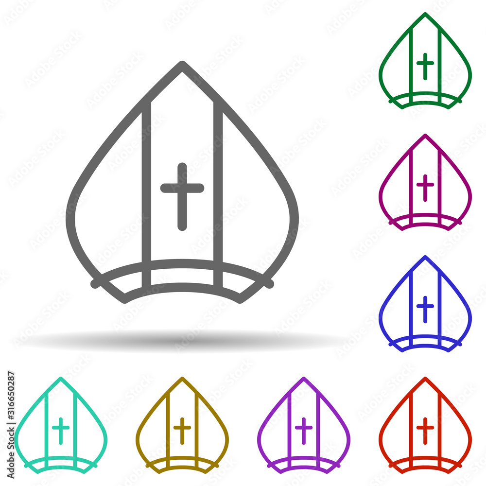 Poster pope, italy in multi color style icon. simple thin line, outline vector of italy icons for ui and ux
