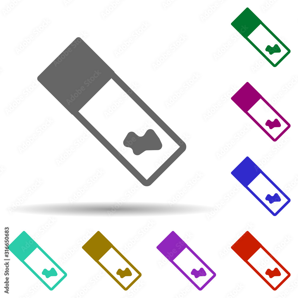 Poster laboratory, test battery in multi color style icon. simple glyph, flat vector of laboratory icons fo