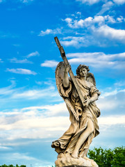 Statues on St. Angelo Bridge in Rome, Italy.