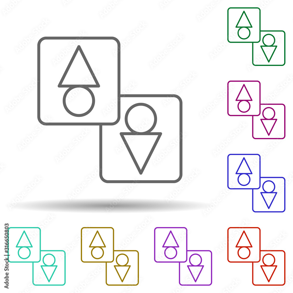 Aufkleber wc, sign, mall in multi color style icon. simple thin line, outline vector of mall icons for ui and 