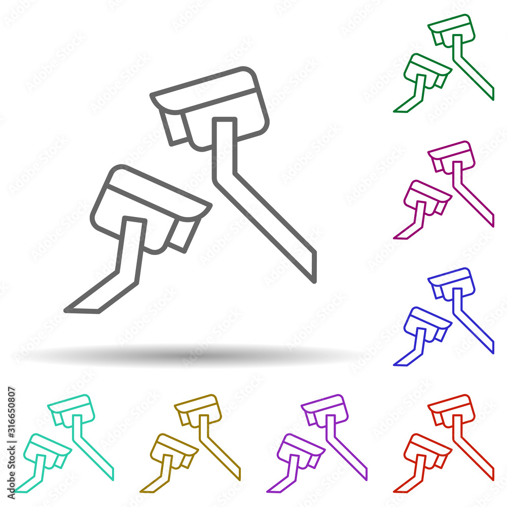 Poster security camera, mall in multi color style icon. simple thin line, outline vector of mall icons for 