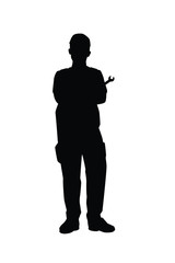 A Repairman with his tool silhouette vector