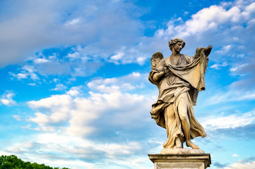 Fototapeta premium Statues on St. Angelo Bridge in Rome, Italy.