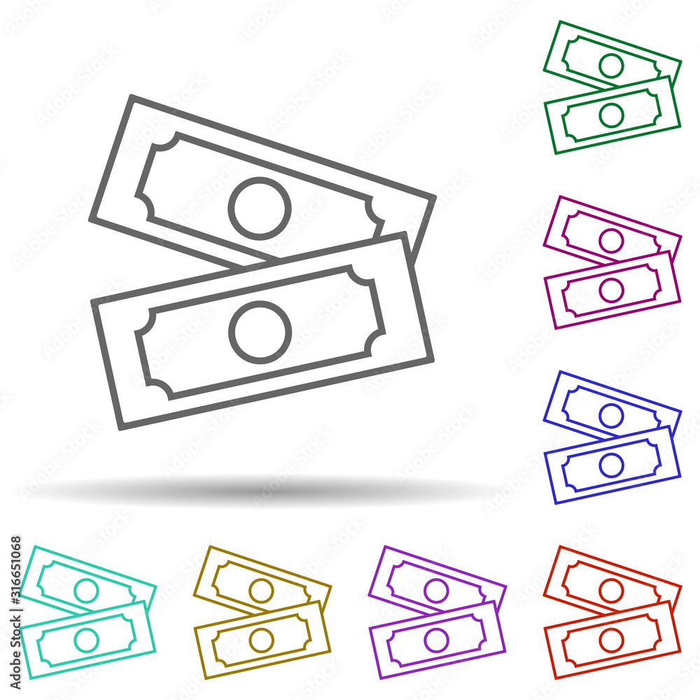 Poster dollar, shop in multi color style icon. simple thin line, outline vector of mall icons for ui and ux