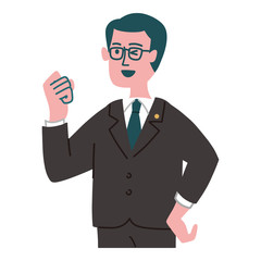 スーツ  男性　士業　拳を握っている