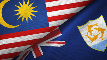 Malaysia and Anguilla two flags textile cloth, fabric texture
