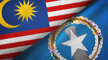 Malaysia and Northern Mariana Islands two flags textile cloth, fabric texture