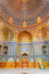 Gorgeous view of wonderful mihrab inside the Shah Mosque, Iran
