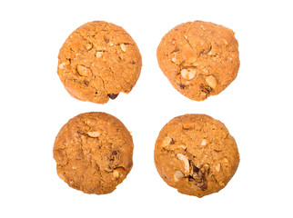 Homemade Oatmeal Raisin Cookies on a white background, clipping paths