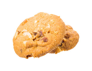 Homemade Oatmeal Raisin Cookies on a white background, clipping paths