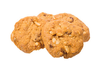 Homemade Oatmeal Raisin Cookies on a white background, clipping paths