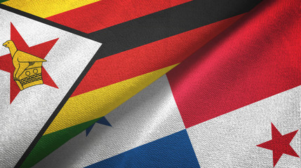 Zimbabwe and Panama two flags textile cloth, fabric texture