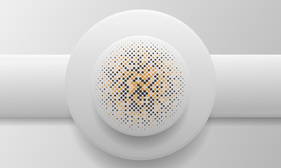 White background with realistic circle shapes. Texture with colorful halftone. Modern background design.