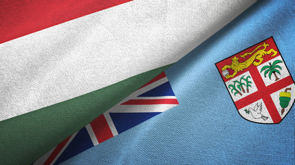 Hungary and Fiji two flags textile cloth, fabric texture
