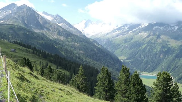 High Taunern mountain range in Austria Tirol. Alpine landscape with mountain peaks.