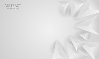 White light gray triangle background. Modern geometric background with 3d triangles.