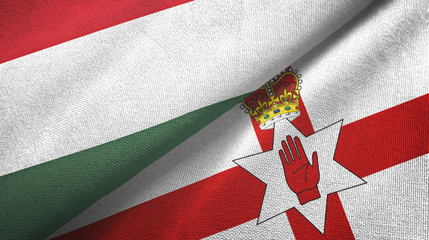 Hungary and Northern Ireland two flags textile cloth, fabric texture