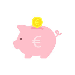Piggy bank with euro coin