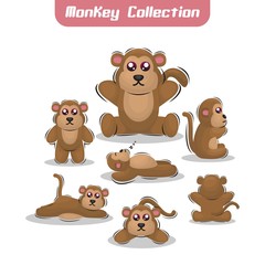 cute monkey mascot design vector premium collection