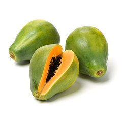 Papaya fruit isolated on a white background
