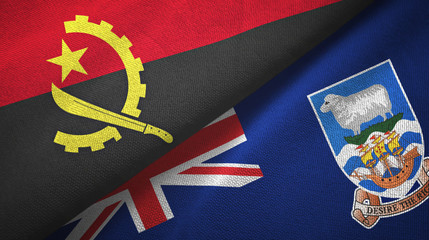 Angola and Falkland Islands two flags textile cloth, fabric texture