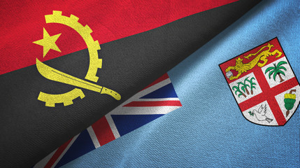 Angola and Fiji two flags textile cloth, fabric texture
