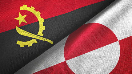 Angola and Greenland two flags textile cloth, fabric texture
