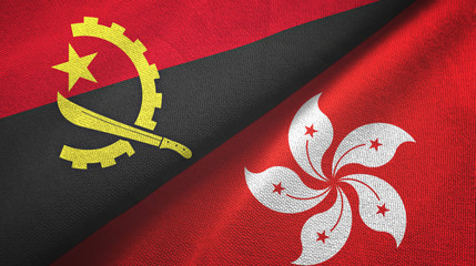 Angola and Hong Kong two flags textile cloth, fabric texture