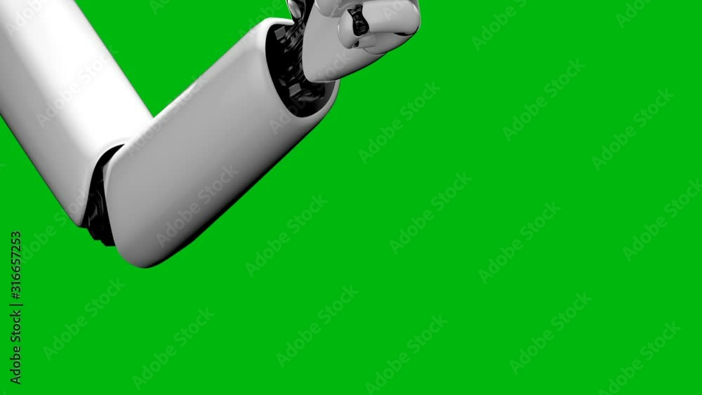 Aufkleber robot hand on white background and green screen in 4k resolution generated by 3d rendering. three di