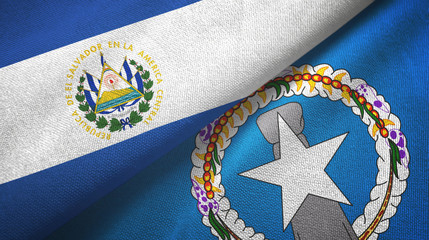El Salvador and Northern Mariana Islands two flags textile cloth, fabric texture