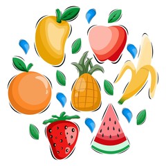 fruits collection design vector premium