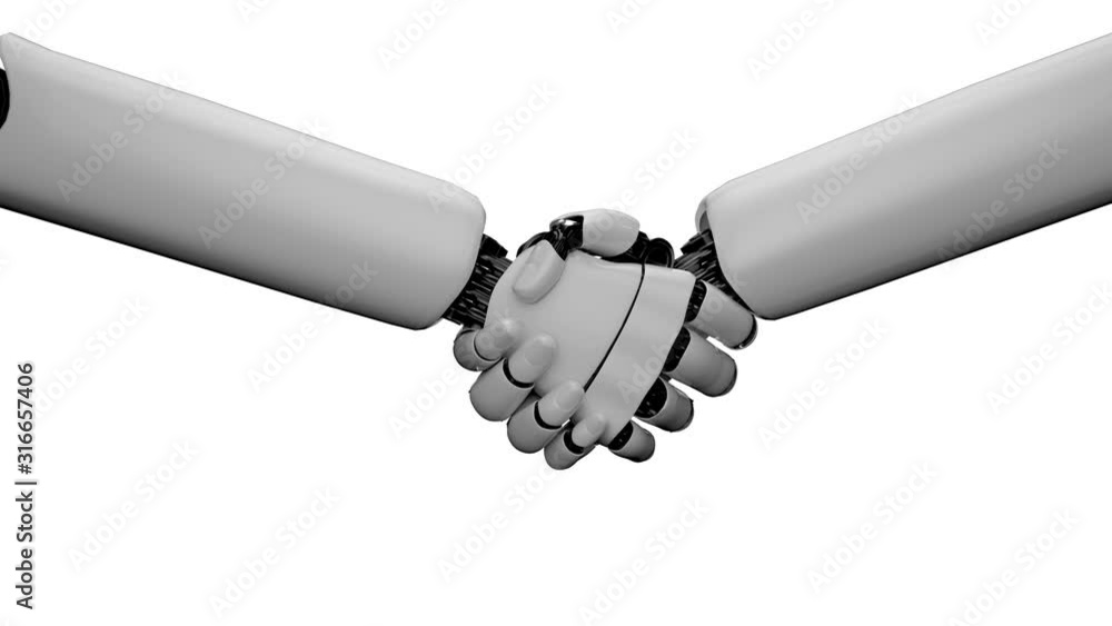 Aufkleber robot hand on white background and green screen in 4k resolution generated by 3d rendering. three di