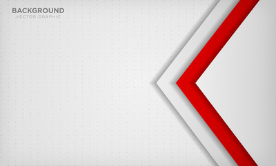 White and red abstract background with overlap layers and dots texture. Modern template design.