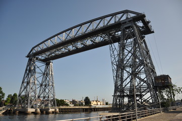 Old gray bascule drawbridge