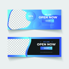 Obraz premium Facebook cover timeline vector photo, with gradient color. light and dark version
